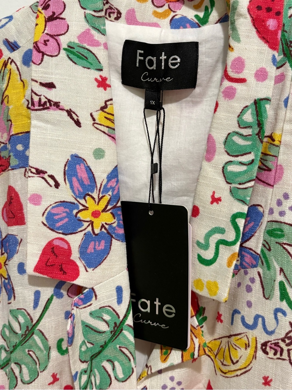 Fate Floral Multi-Color Linen Blend Jacket - White Base - Picture 6 of 9